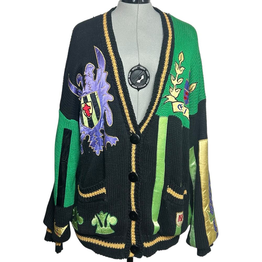 Rare Vintage Absolutely No! Jeans Multicolor Patchwork Cardigan